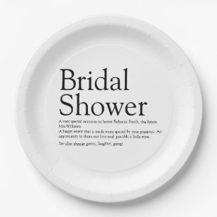 Modern Fun Bridal Shower Definition Paper Plate