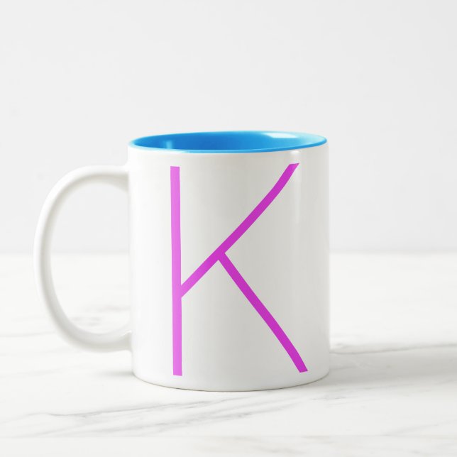 Modern Fun Bright Minimal Neon Monogram Two-Tone C Two-Tone Coffee Mug (Left)