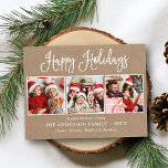 Modern Fun Calligraphy 3 Photos Kraft Holiday Postcard<br><div class="desc">Modern Fun Calligraphy Script Happy Holidays 3 Photo Kraft Holiday Postcard</div>