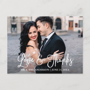 Modern Fun Calligraphy Love and Thanks Wedding  Postcard