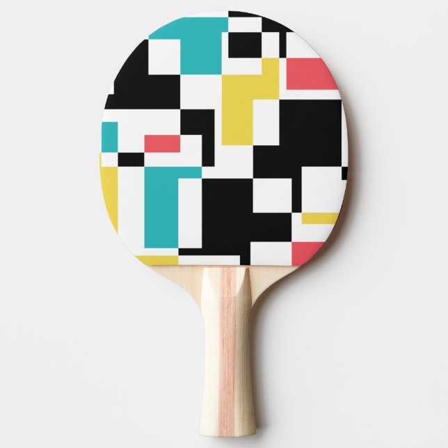 Modern, fun, colorful geometric graphic design ping pong paddle (Front)