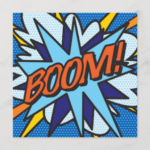 Modern Fun Colourful Comic Book BOOM Invitation