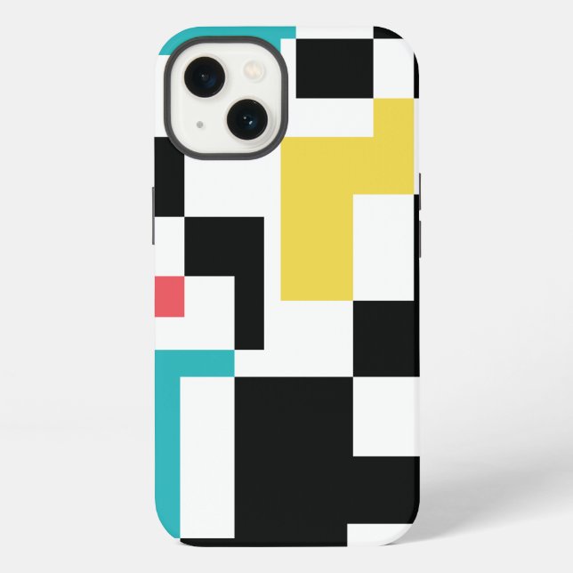 Modern, fun, colourful geometric graphic design iPhone case (Back)