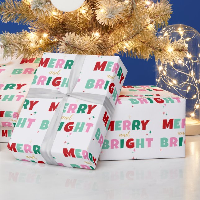 Modern Fun Colourful Merry & Bright Christmas Wrapping Paper (Holidays)