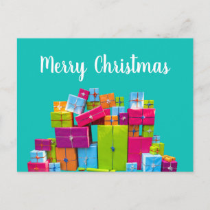 Modern fun colourful presents Christmas Holiday Postcard