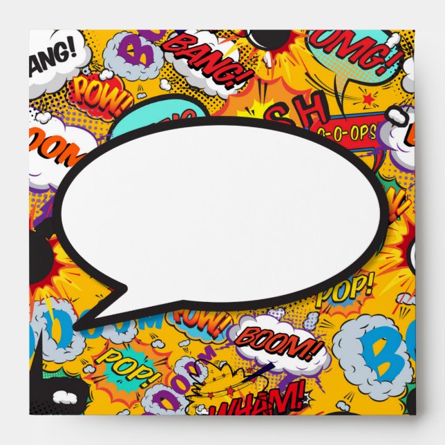 Modern Fun Colourful Speech Bubble Comic Book  Envelope (Front)
