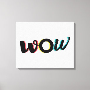 Modern, fun, colourful typography design of Wow Canvas Print