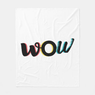 Modern, fun, colourful typography design of Wow Fleece Blanket