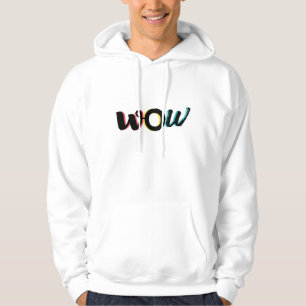 Modern, fun, colourful typography design of Wow Hoodie
