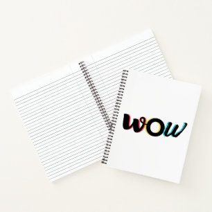 Modern, fun, colourful typography design of Wow Notebook