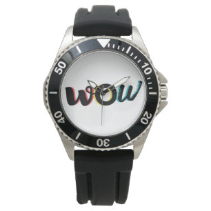 Modern, fun, colourful typography design of Wow Watch