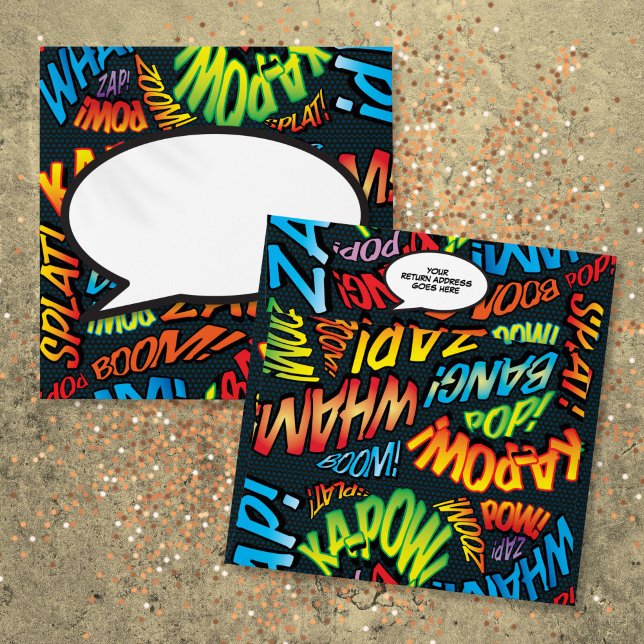 Modern Fun Comic Book Personalized Return Address Envelope (Modern Fun Comic Book Personalized Return Address Envelope)