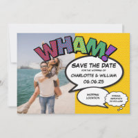 Modern Fun Comic Book Photo Save The Date Card