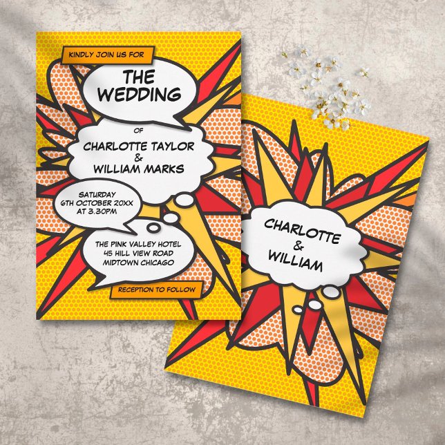 Modern Fun Comic Book Pop Art Wedding Invitation (Creator Uploaded)