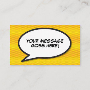 Modern Fun Comic Book Speech Bubble Message Business Card