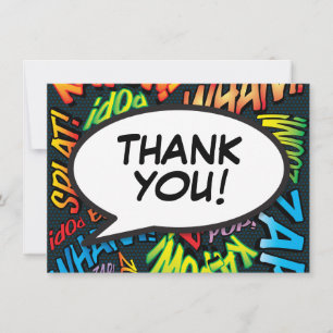 Modern Fun Comic Book Thank You Card