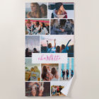 Modern fun cool 11 photo collage grid her monogram