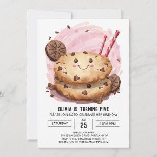 Modern Fun Custom Cookies Birthday Invitation