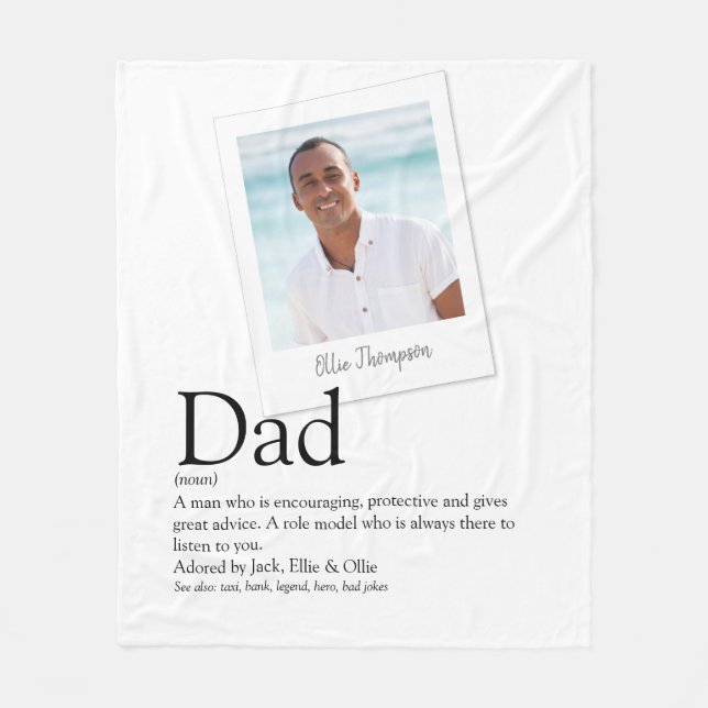 Modern Fun Dad Daddy Father Definition Photo Fleece Blanket (Front)