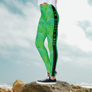 Modern Fun Don't Touch Green Desert Cactus Pattern Leggings