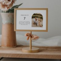 Modern Fun Fact Wedding Photo Table Number