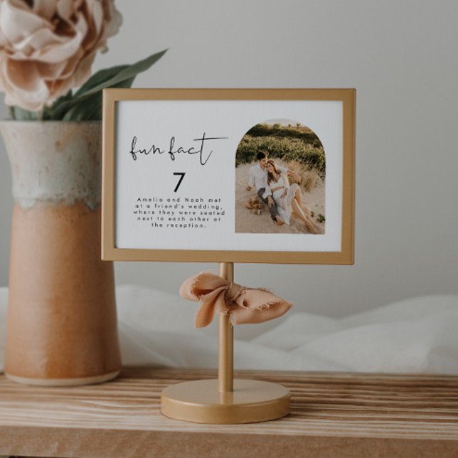 Modern Fun Fact Wedding Photo Table Number (Creator Uploaded)