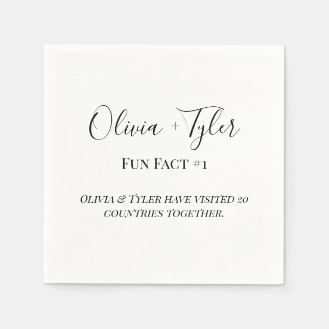 Modern Fun Fact Wedding Reception Cocktail Napkin (Front)