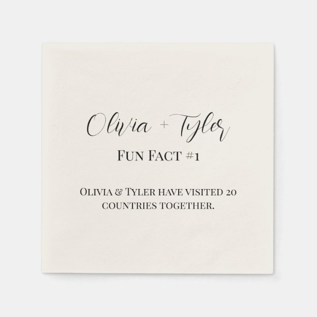 Modern Fun Fact Wedding Reception Cocktail Napkin (Front)