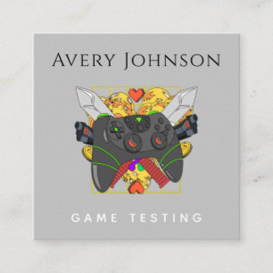Modern Fun Game Testing Gamer Trendy Graphics Cool Square Business Card