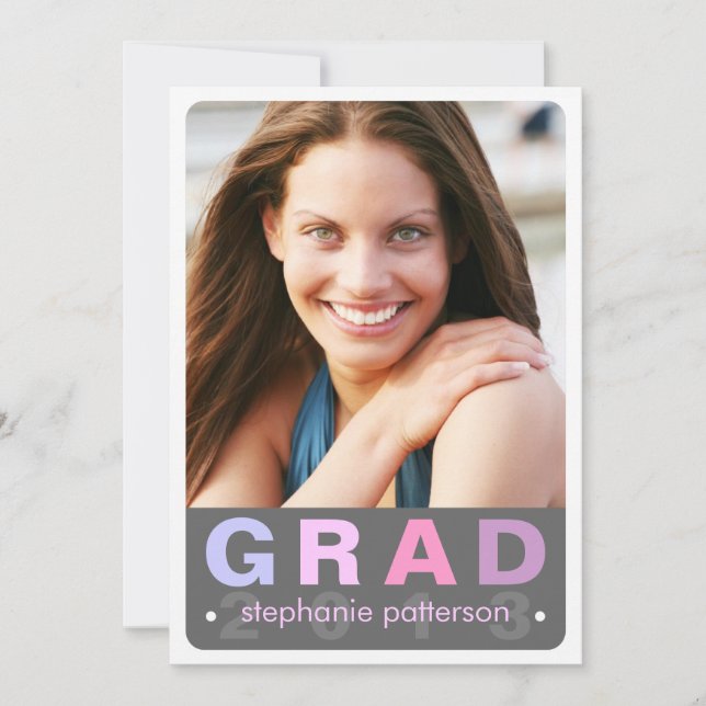 Modern Fun Grad Photo Card Graduation Party (Front)