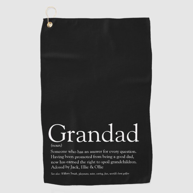 Modern Fun Grandpa Grandfather Papa Definition Golf Towel (Front)