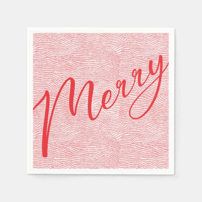 Modern Fun Hand Drawn Merry Christmas Holiday Napkin (Front)