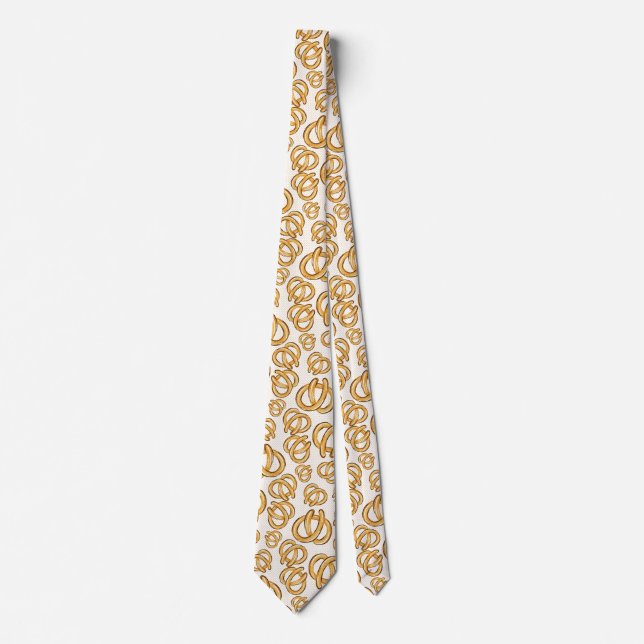 Modern Fun Hand Drawn Pretzel Pattern Tie (Front)