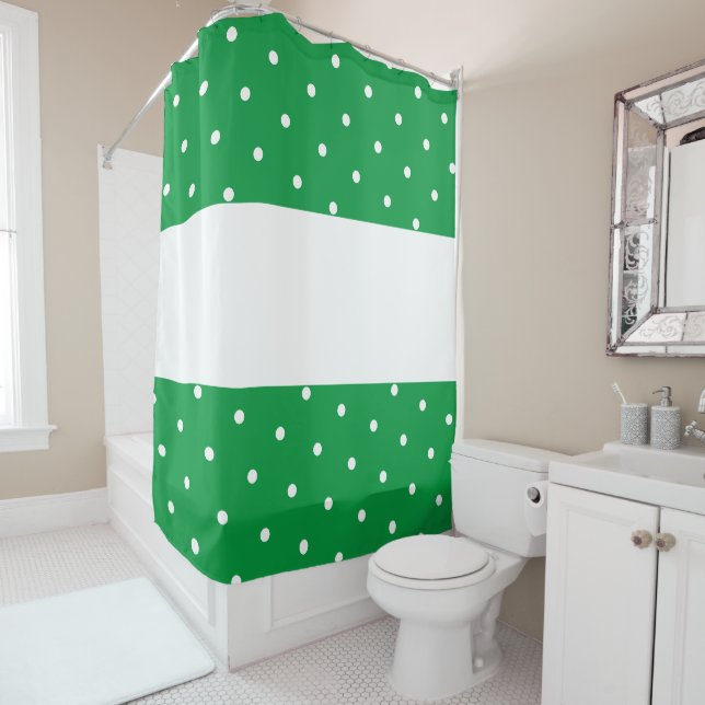 Modern Fun Kelly Green White Polka Dotted Stripes  (In Situ)