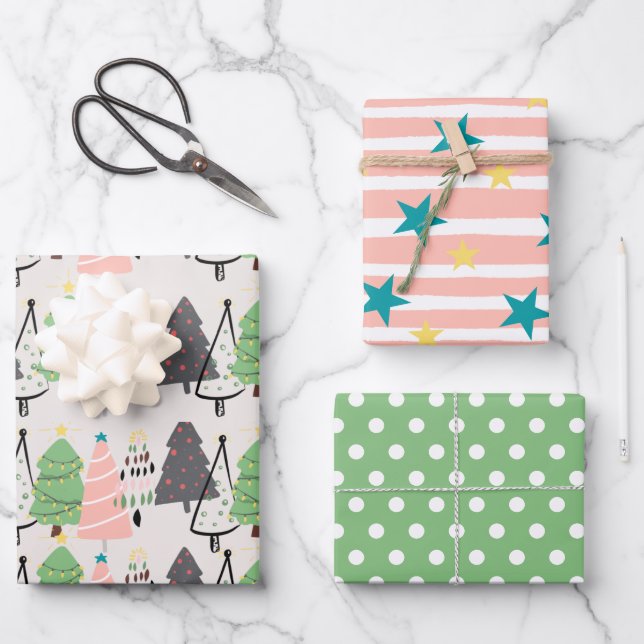 Modern Fun Kids Christmas  Wrapping Paper Sheet (Front)