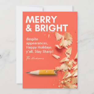 Modern Fun Merry & Bright Pencil Sharp Holiday Card