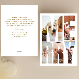 Modern Fun Merry Photo Letter Frames Christmas  Holiday Card