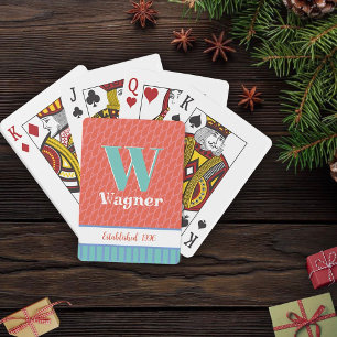 Modern Fun Pastel Monogram Year Customized Name Playing Cards