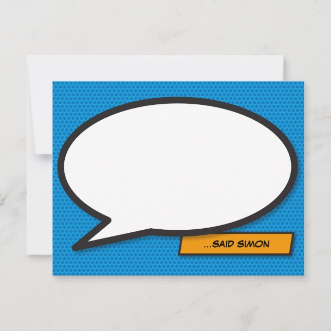 Modern Fun Personalized Comic Book Speech Bubble Card (Front)