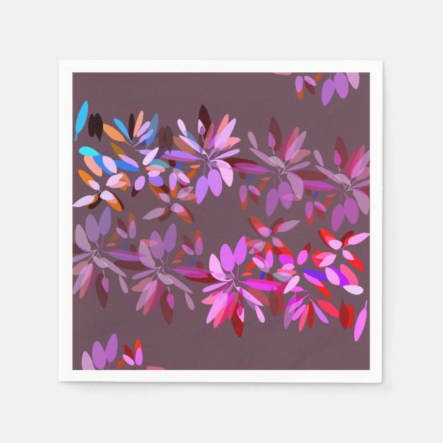 Modern Fun Pink and Purple Stylized Floral Party Napkin (Front)