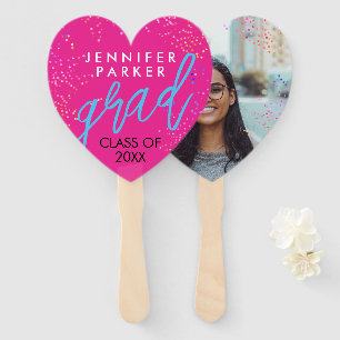 Modern Fun Pink Grad School Girly Bday Party Photo Hand Fan