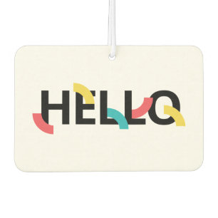 Modern, fun, playful, colourful design of Hello Air Freshener