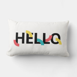 Modern, fun, playful, colourful design of Hello Lumbar Pillow