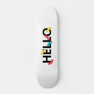 Modern, fun, playful, colourful design of Hello Skateboard