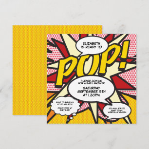 Modern Fun Ready to Pop Baby Shower Comic Invitation