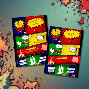 modern fun retro bachelor vegas comic story invitation