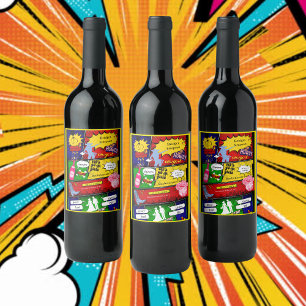 modern fun retro comic bachelorette cowgirl wine label