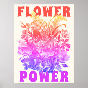 Modern Fun Retro Flower Power Funky Bouquet Poster