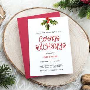 Modern Fun Script Cookie Exchange Christmas Party Holiday Card
