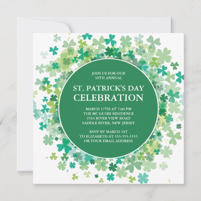 Modern Fun Shamrock St. Patrick's Party Invitation (Front)